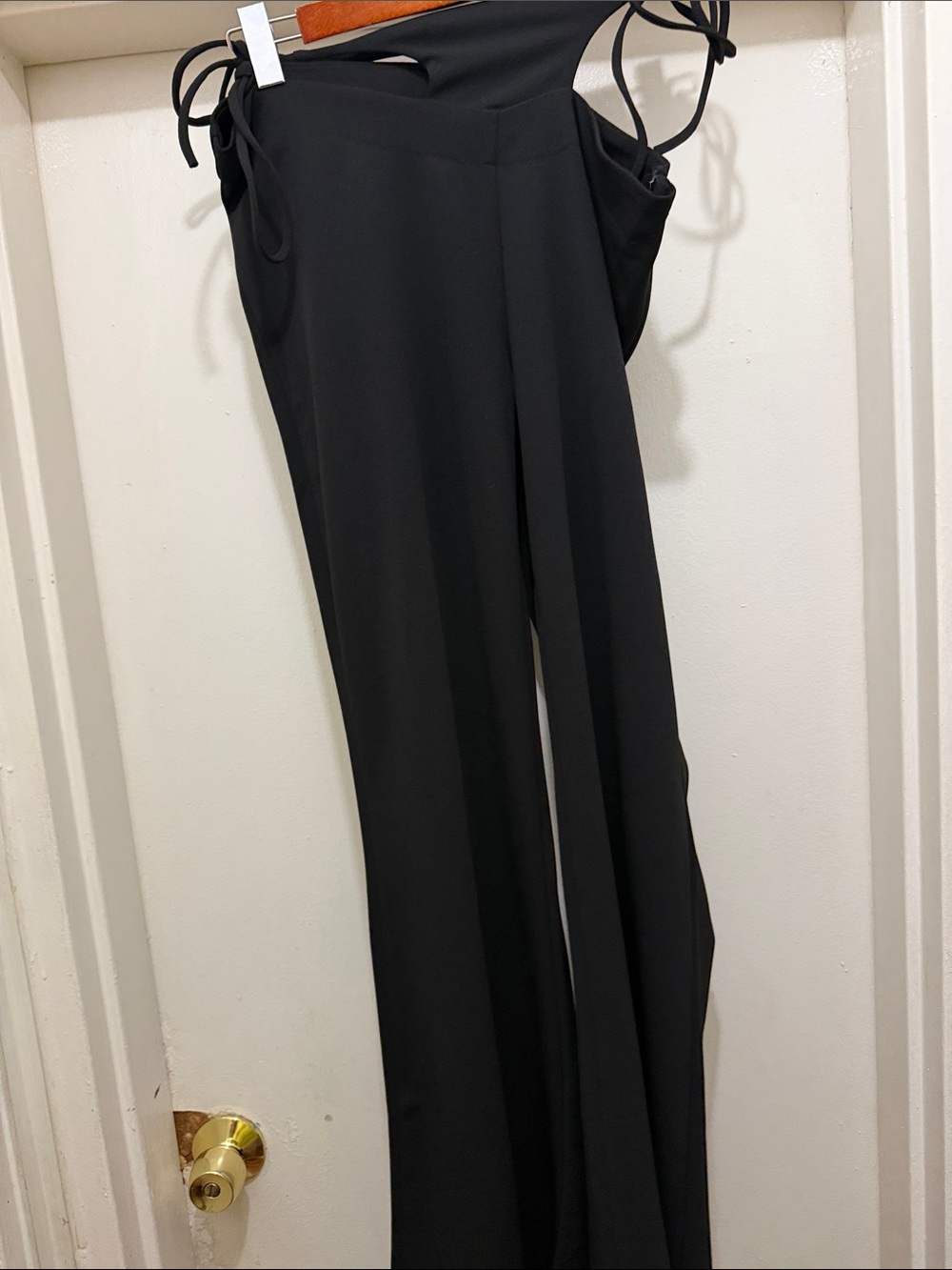 Women's Black High-Rise Wide-Leg Jumpsuit Pants